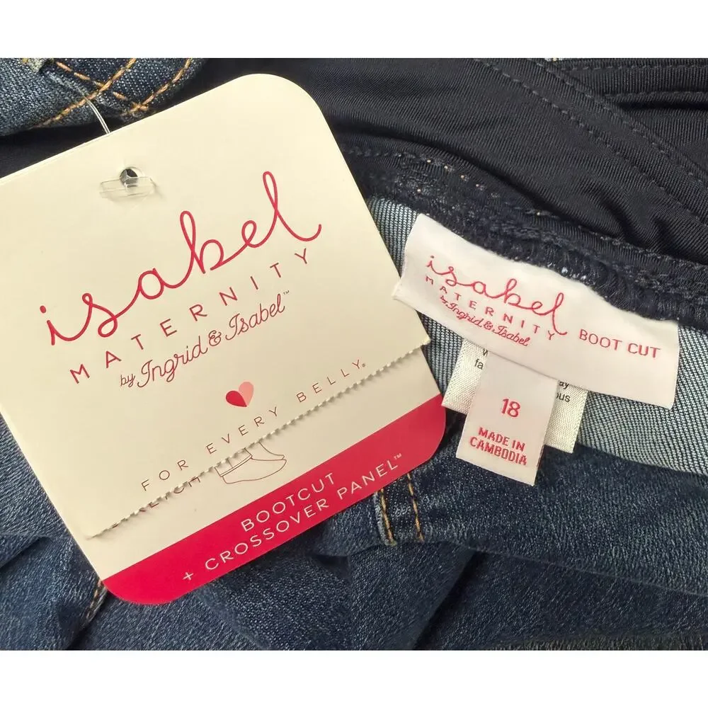 Isabel Maternity Ingrid & Isabel Bootcut Jeans 16 Crossover Panel Stretch New - Picture 11 of 12